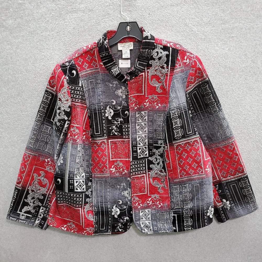 Molly &‎ Maxx Women Jacket 3X Gray Floral Colorblock Patchwork Quilted